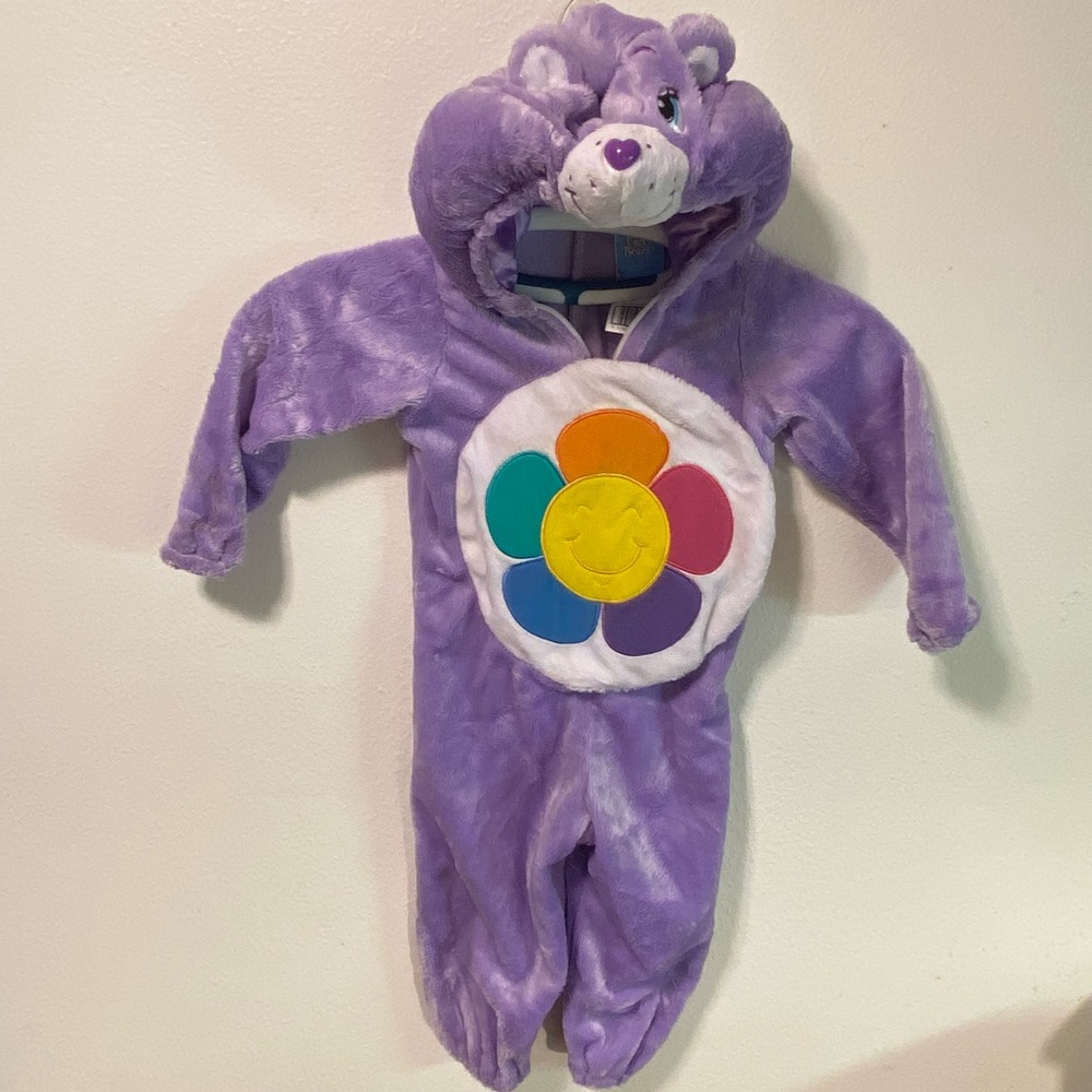 Care Bear Costume Girls Size 2T Purple One Piece Has Stains Zip Up